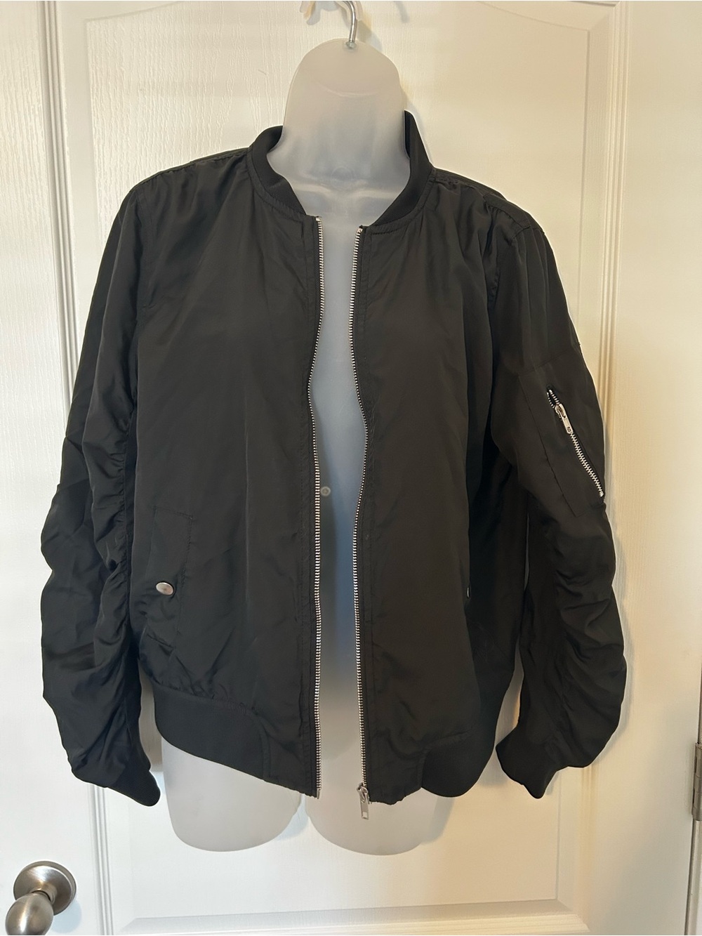 Black Women's Bomber Sweater Jacket
